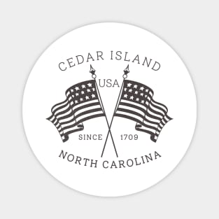 Cedar Island, NC Summertime Vacationing Patriotic Flags Magnet